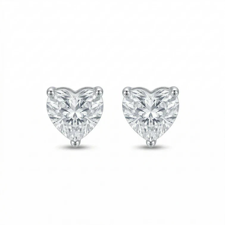 Varni Solitaire 925 Silver Heart Shape Earrings Or Mini Studs Silver Jewellery for Women & Girl's | Great for Gifting Made With Pure 925 Silver