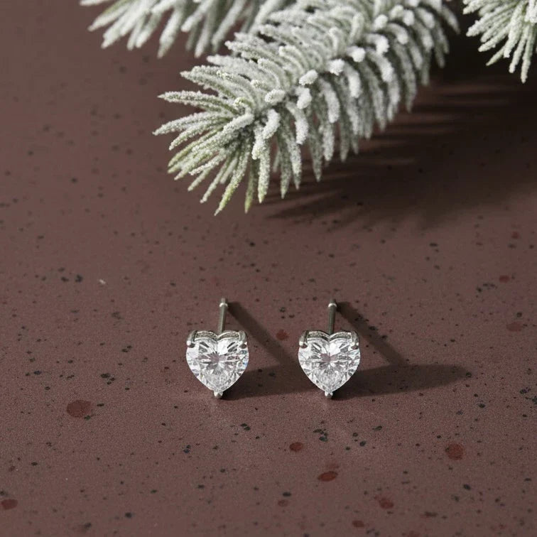 Varni Solitaire 925 Silver Heart Shape Earrings Or Mini Studs Silver Jewellery for Women & Girl's | Great for Gifting Made With Pure 925 Silver