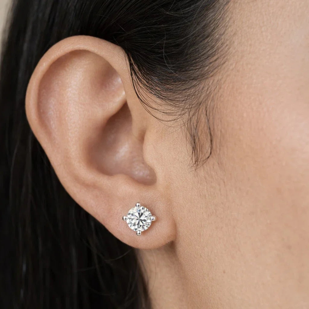 Varni Solitaire 925 Silver Round Earrings Or Mini Studs Silver Jewellery for Women & Girl's | Great for Gifting